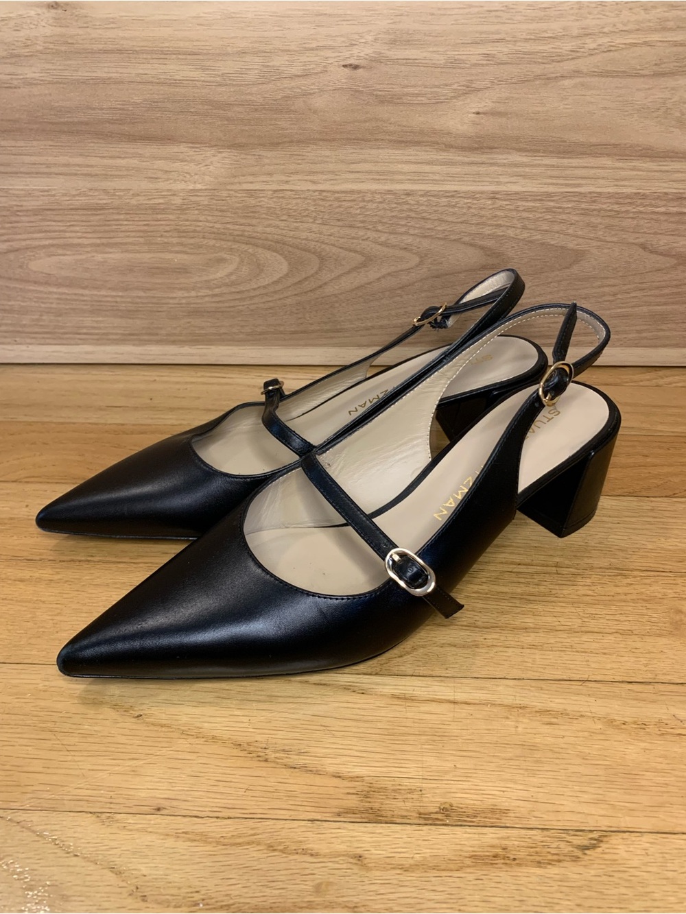 Stuart Weitzman Emilia Mary Jane Slingback Pumps in Black - Size 7.5